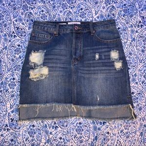 B.O.G Collection Distressed Denim Mini Skirt